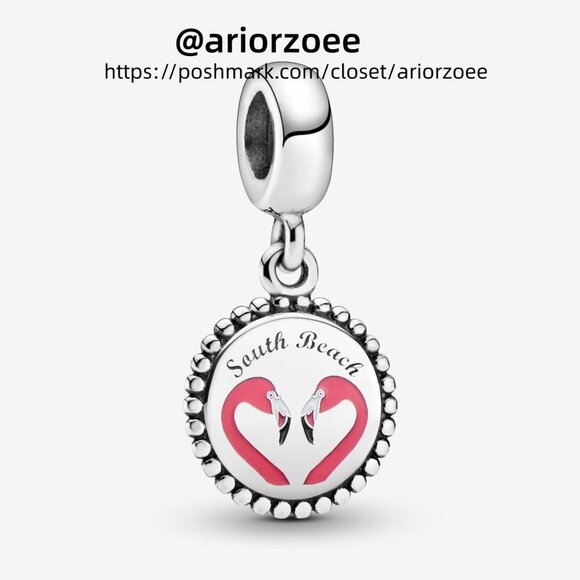 Pandora South Beach Flamingo Dangle Charm - Picture 1 of 2